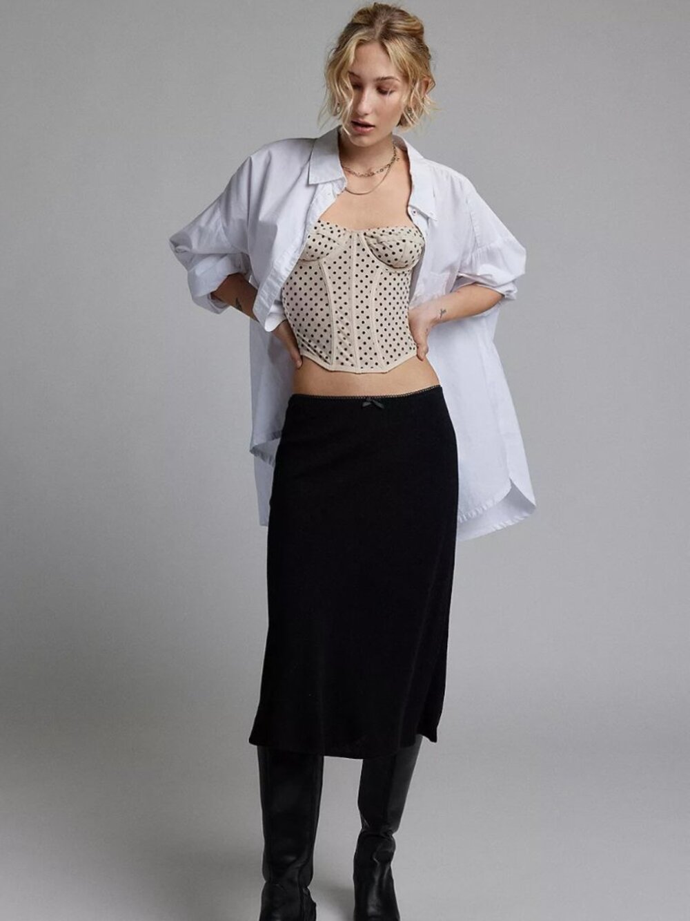 URBAN OUTFITTERS- Out From Under Flocked Dot Corset- NWT